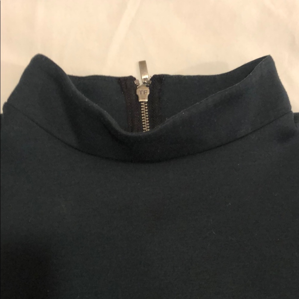 Dark green quarter zip mock neck fashion tunic